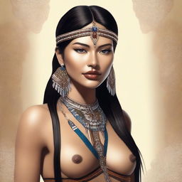 An elegant and confident native beauty wearing an erotic outfit