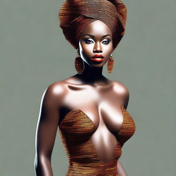 Create an image of an elegant and confident African woman wearing an erotic outfit