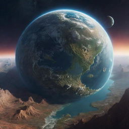 Generate a captivating image of an alternate Earth, imbued with a combination of familiar and unique, otherworldly features.