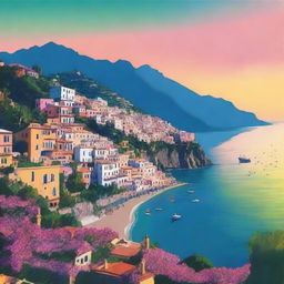 Create a book cover featuring a stunning landscape of the Amalfi coast