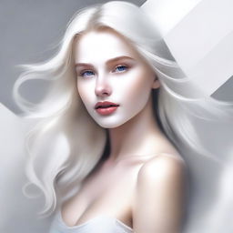 Create a dazzling digital art piece featuring a white blonde 20-year-old woman, personifying sensuality