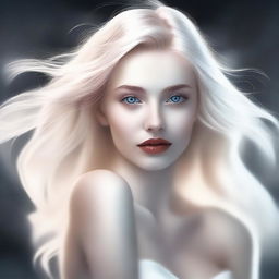 Create a dazzling digital art piece featuring a white blonde 20-year-old woman, personifying sensuality