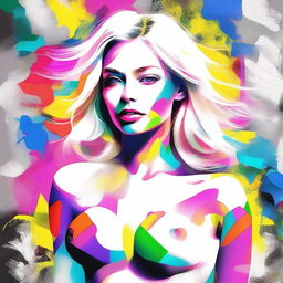 Create a dazzling digital art piece featuring a white blonde 20-year-old woman, personifying sexuality