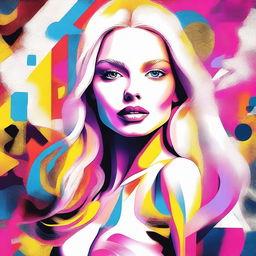 Create a dazzling digital art piece featuring a white blonde 20-year-old woman, personifying sexuality