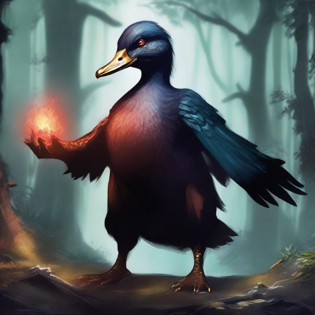 A fearsome duck monster in a Dungeons & Dragons setting