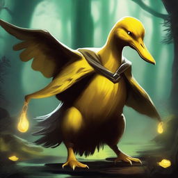 A fearsome yellow duck beast in a Dungeons & Dragons setting