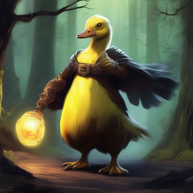 A fearsome yellow duck beast in a Dungeons & Dragons setting