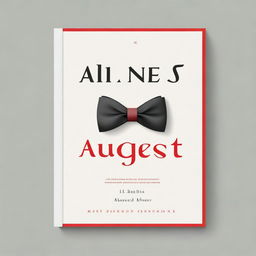 A black and grey fiction book cover featuring a red bow tie prominently in the center