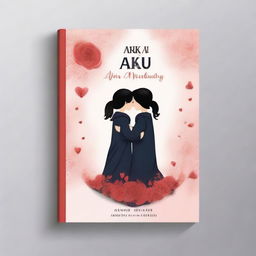 Create a book cover design with the title 'Aku Mencintainya Dari Hati'