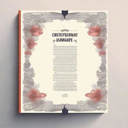 Create a book page design featuring the quote: 'Cinta seperti misteri terselubung pada suatu zaman, mengendap-ngendap di balik penampilan dan menjadikan hati sebagai sarangnya'