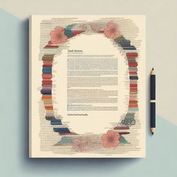 Create a book page design featuring the quote: 'Cinta seperti misteri terselubung pada suatu zaman, mengendap-ngendap di balik penampilan dan menjadikan hati sebagai sarangnya'