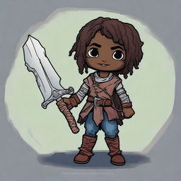 A Dungeons & Dragons themed ragged doll with dark skin, wearing torn and ragged clothing