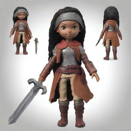 A Dungeons & Dragons themed female doll with dark skin, wearing torn and ragged clothing