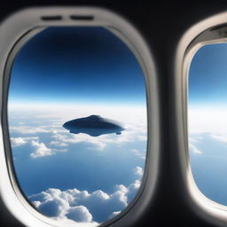 Create an eye-catching YouTube thumbnail for a video about a UFO sighting captured by a pilot on a commercial flight