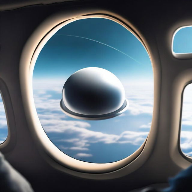 Create an eye-catching YouTube thumbnail for a video about a UFO sighting captured by a pilot on a commercial flight