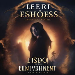 Create a dark-themed book cover titled 'Lexis Echoes of Empowerment - The Time Twisted Triumph'