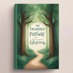 Create a captivating book cover featuring an enchanting forest with a mysterious pathway leading into the dense trees