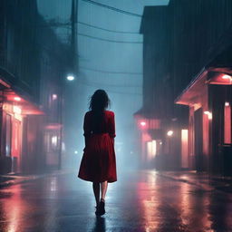 A small town where murders happen, with a very beautiful girl running under the rain