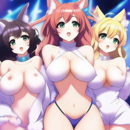 Surrounded by a cast of super cute and sexy anime-style furry girls, all posing seductively to grab attention