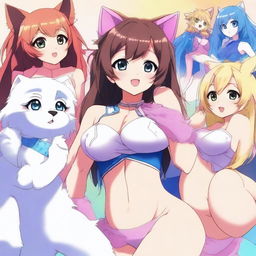 Surrounded by a cast of super cute and sexy anime-style furry girls, all posing seductively to grab attention