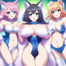 Surrounded by a cast of anime-style furry girls, all super cute and sexy, posing seductively to grab attention