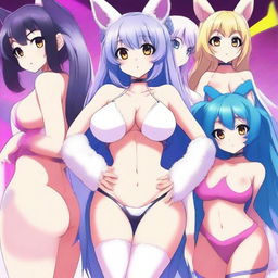 Surrounded by a cast of anime-style furry girls, all super cute and sexy, posing seductively to grab attention