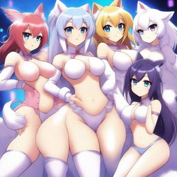 Surrounded by a cast of anime-style furry girls, all super cute and sexy, posing seductively to grab attention