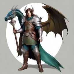 A full fantasy character model of a male Half-elf with long dirty brown hair