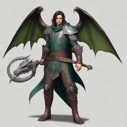 A full fantasy character model of a male Half-elf with long dirty brown hair