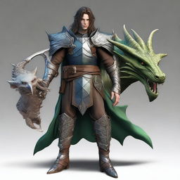 A full fantasy character model of a male Half-elf with long dirty brown hair