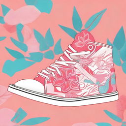 Design a pair of sneakers starting with a base template filled with coral pink