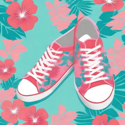 Design a pair of sneakers starting with a base template filled with coral pink