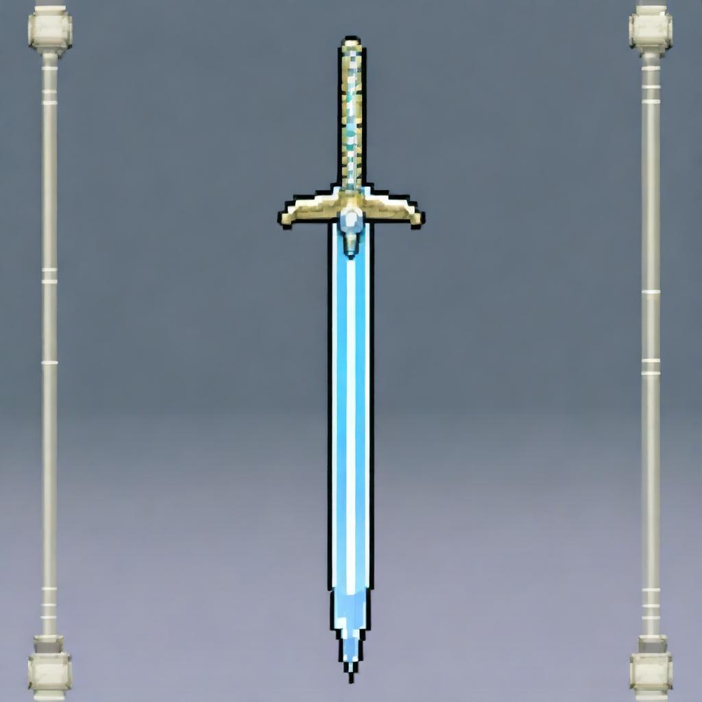 A detailed image of a wind sword designed in pixel art style