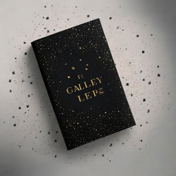 A black book cover with stars on it that gradually disappear towards the middle, creating a sense of depth and mystery