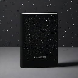 A black book cover with stars on it that gradually disappear towards the middle, creating a sense of depth and mystery