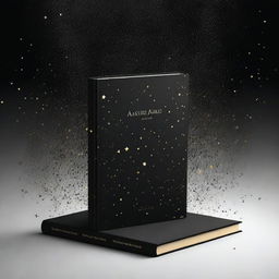 A black book cover with stars on it that gradually disappear towards the middle, creating a sense of depth and mystery