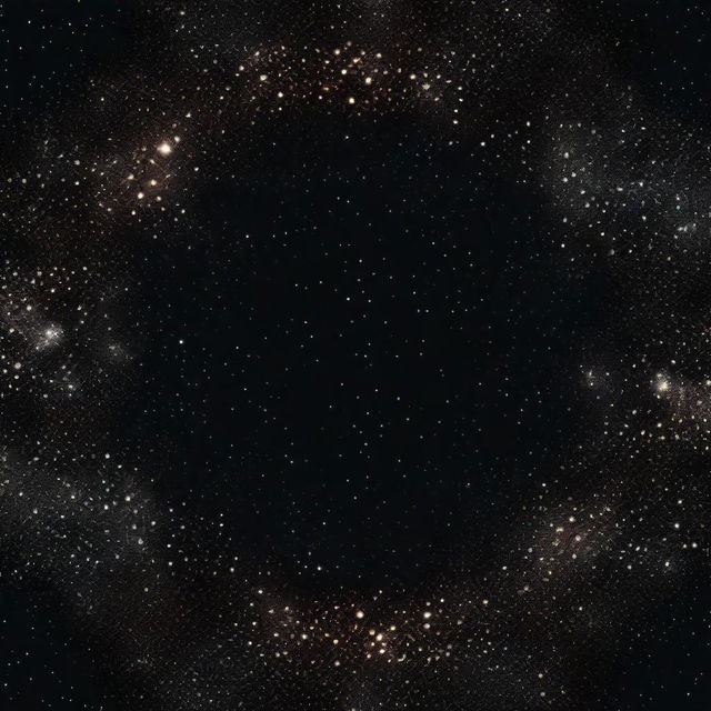 A mesmerizing image of stars on a black background, gradually disappearing towards the center of the picture, creating a sense of depth and mystery