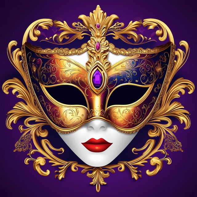 A book cover featuring an ornate 17th-century masquerade mask with rich colors and luxurious materials, set against a background evoking opulence and grandeur