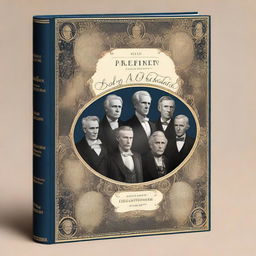 Create a detailed and elegant book cover featuring all of the USA Presidents