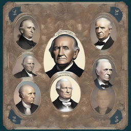 Create a detailed and elegant book cover featuring all of the USA Presidents