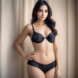 A beautiful girl wearing elegant and stylish lingerie, posing in a confident and tasteful manner