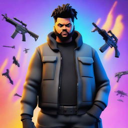 Create an image of The Weeknd as a tactical Fortnite character