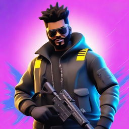 Create an image of The Weeknd as a tactical Fortnite character