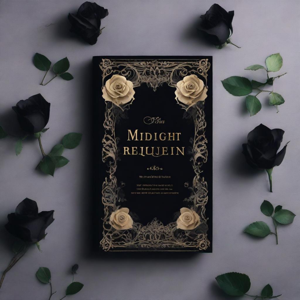 A dark fantasy book cover featuring black roses on the sides, adding a mysterious atmosphere