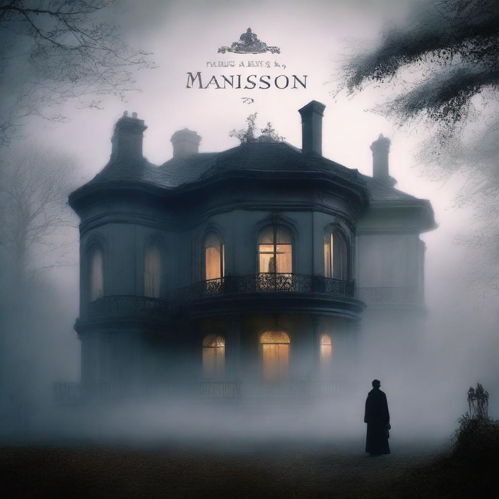 A large, elegant house partially hidden in mist or shadow to suggest mystery and opulence