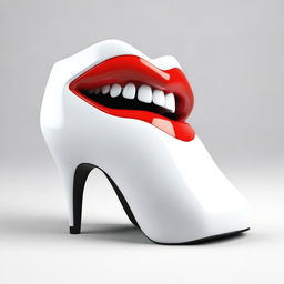 A stylish open-toe shoe designed to look like a mouth with teeth