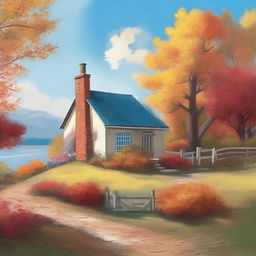 Create an image of a peaceful countryside landscape during autumn