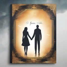 Create a book cover for a novel titled 'Cermin Takdir' which tells the story of a woman and a man who meet in another dimension