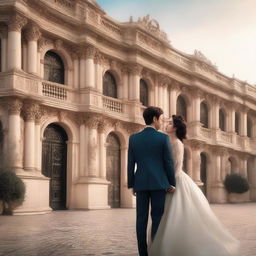 A man and woman who initially hate each other in a big house that looks like a palace