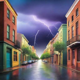 Create a book cover featuring a dramatic scene of a street divided into three distinct weather conditions